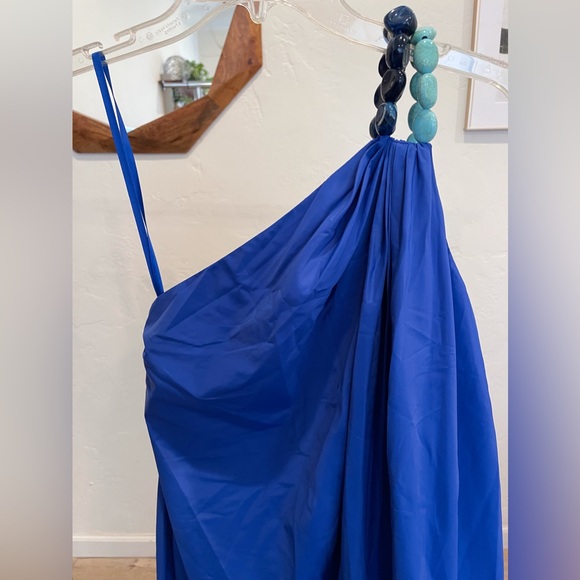 STAUD Mason Dress one shoulder embellished long dress in blue- size XS - Picture 11 of 16